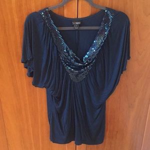 Dark teal with sequins shirt
